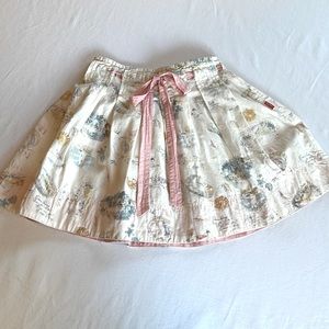 Girls Beach Print Cotton Pleated Skirt